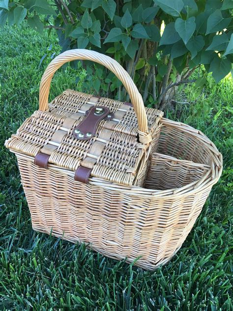 vintage wicker picnic hamper.